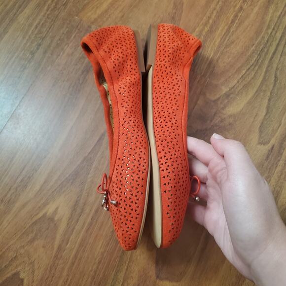 Sam Edelman Felicia Coral Red Laser Cut Out Ballet Flats Women's Size 6 - Picture 12 of 16